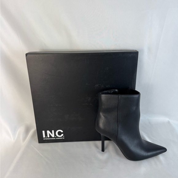 INC International Concepts Black Heeled Boots with Pointed Toe and Stiletto Heel - Picture 1 of 3